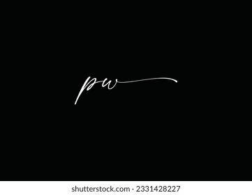 Diseño inicial del logotipo de la letra PW y logotipo en monograma