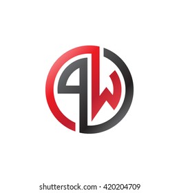 PW initial letters looping linked circle logo red black