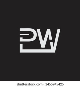 PW initial logo Capital Letters black background