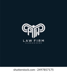 PW initial monogram logo lawfirm with pillar design