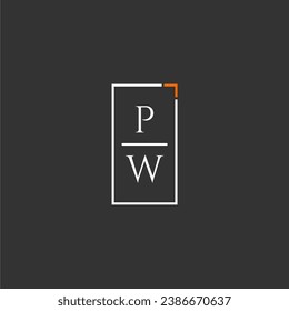 PW initial monogram logo for technology with square style design