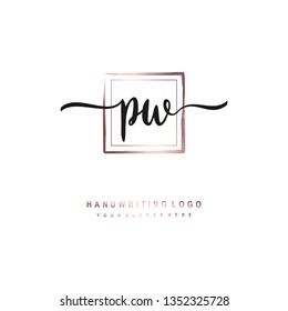 PW initial signature logo. handwriting logo template vector,