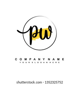 PW initial signature logo. handwriting logo template vector,