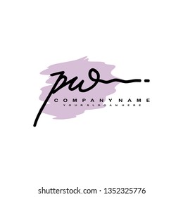 PW initial signature logo. handwriting logo template vector,