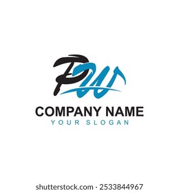 PW initial signature logo. handwriting logo template vector