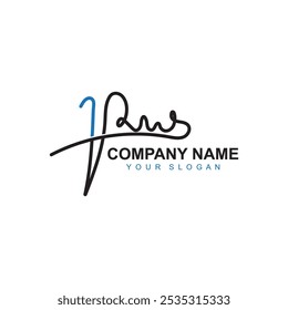 PW initial signature logo. handwriting logo template vector