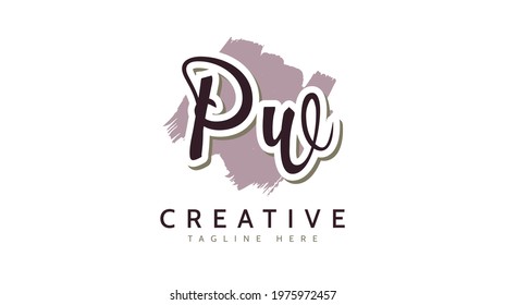 PW Initials, handwriting logo vector