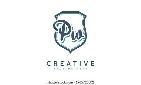 PW Initials, handwriting logo vector