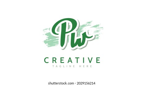 PW Initials, handwriting logo vector