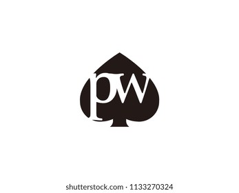 The pw initials logo inside the black shovel