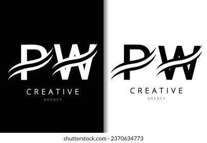 Diseño del logotipo de la carta PW con fondo y logotipo de la empresa creativa. Diseño moderno de la moda de las letras. Ilustración del vector