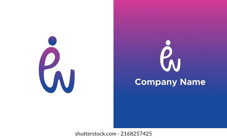 PW letter logo, typography logo, symbol, concept design, creative hub, social connection icon, template, and logo set. 