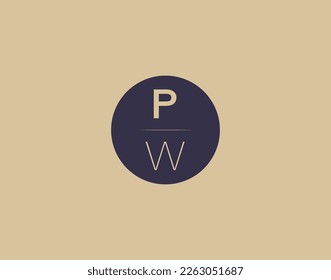 Letra PW diseño elegante moderno de logotipo imágenes vectoriales