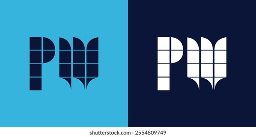 PW logo design with tile shape. Minimalist and modern vector illustration design suitable for business or brand