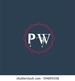 pw logo letter initial, Abstract Polygonal Background Logo, design for Corporate Business Identity,flat icon, Alphabet letter