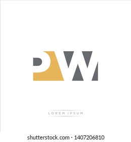 PW Logo Letter with Modern Negative space - Brown and Grey Color EPS 10