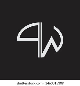 PW Logo letter oval monogram design template with black and white colors