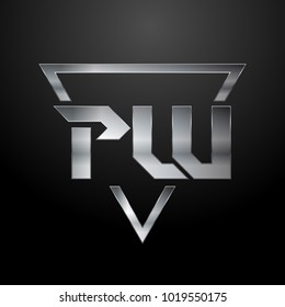 PW Logo, Metal Logo, Silver Logo, Monogram, Polygon