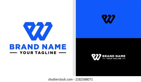 PW LOGO MONOGRAM GEOMETRIC UNIQUE EDITABLE