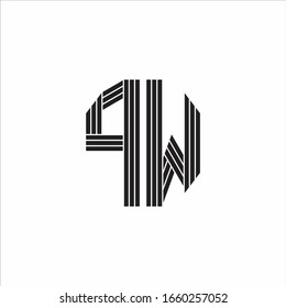PW Logo monogram outline style linked isolated on white background