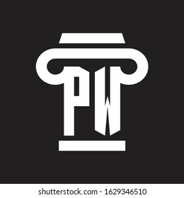 PW Logo monogram with pillar style design template