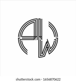 PW Logo monogram triple ribbon style line design template isolated on white background