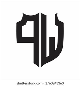 PW Logo Shield style Monogram design template on white background