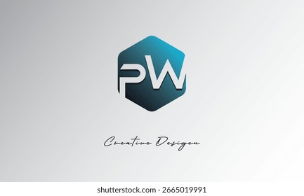 PW Minimal Polygon Shape Símbolo de espacio negativo Abstractas para uso de marca"