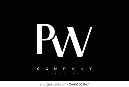 PW Modern Initials Logo Design. Merklogo met gestileerde initialen met een gedurfd ontwerp en moderne esthetiek. Ideaal voor professionele zakelijke branding of creatieve projecten gericht op minimalistische