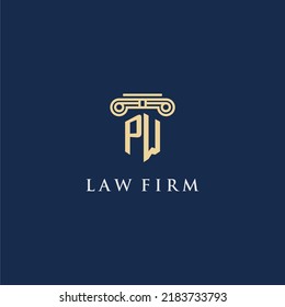 PW monogram initial logo for lawfirm with pillar design