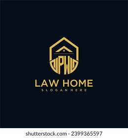 PW monogram initial logo for lawhome with shape home design