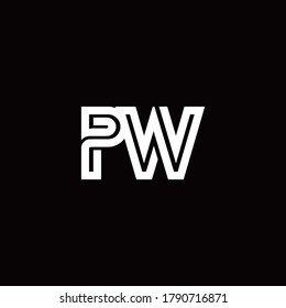 PW monogram logo with abstract line design template