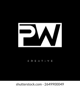 Monograma de espacio negativo de PW: logotipo minimalista de marca de letras en blanco y negro para marca creativa, identidad de moda y conceptos de diseño modernos
