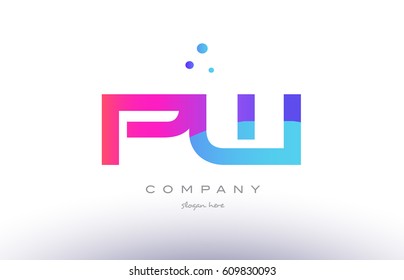 pw p w  creative pink purple blue modern dots creative alphabet gradient company letter logo design vector icon template