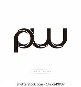 pw p w Initial Letter Split Lowercase Modern Monogram linked outline rounded logo
