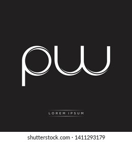pw p w logo Initial Letter Split Lowercase Modern Isolated on Black White