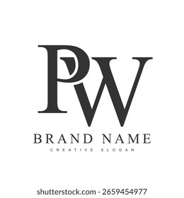 Modelo de logotipo da moda PW. Estilo de fonte clássico das letras iniciais p e w. Logotipo criativo do nome ou da identidade da empresa. Ilustração vetorial.