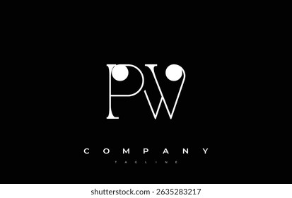 PW Typography Logo Design. Stijlvolle monogram design afbeelding met de letters P en W gecombineerd in een artistieke handtekening stijl, het leveren van een unieke en creatieve visuele weergave.