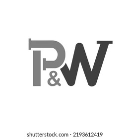 PW Water Pipe Logo Initials. Vector Image