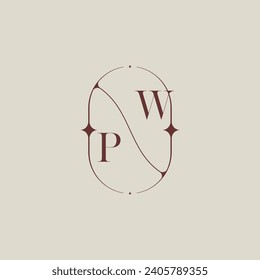 PW wedding classic in elegant monogram with high quality professional design that will print well