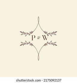 PW wedding initial logo letters in high quality professional design that will print well across any print media