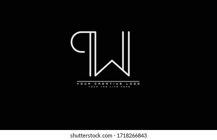 PW WP abstract vector logo monogram template