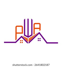 PWA Real State logo design, PWA simple and modern logo. PWA luxurious alphabet design  