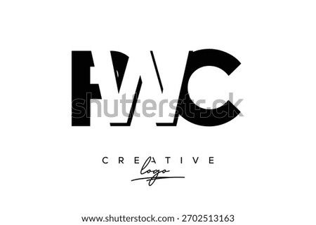 PWC Creative Elegant Monogram logo Design Featuring Bold Modern Typography With a Stylish Gold Accent And Artistic Black Brush Stroke Background. This Minimal And Creative Letter Logo.