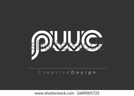 PWC Creative Unique Modern Letter Logo Design. Elegant Monogram Logo Design with Decorative Elements and Typography