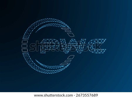PWC low poly letter logo vector design. PWC lower poly logo design. Low poly logo.