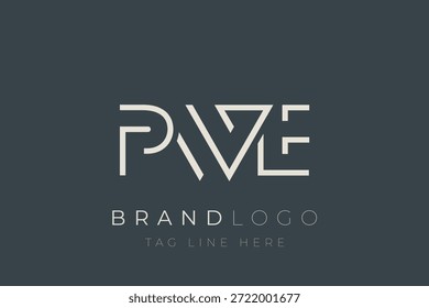 Logo-Design für abstrakte Buchstaben von PWE. Modernes Business-Logo-Design mit abstrakter Typografie und zeitgenössischem Stil