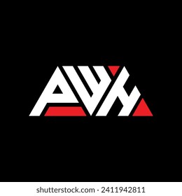 Diseño del logotipo de la letra triangular PWH con forma triangular. Monograma de diseño del logotipo del triángulo PWH. Plantilla de logotipo vectorial de triángulo PWH con color rojo. Logo triangular de PWH Diseño sencillo, elegante y lujoso.