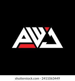 PWJ triangle letter logo design with triangle shape. PWJ triangle logo design monogram. PWJ triangle vector logo template with red color. PWJ triangular logo Simple, Elegant, and Luxurious design.