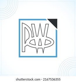 PWO or PW modern creative premium logo design vector template
